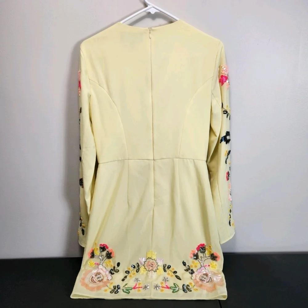 Needle And Thread Floral Sequin  Embroidered Yellow Dress - Picture 4 of 11